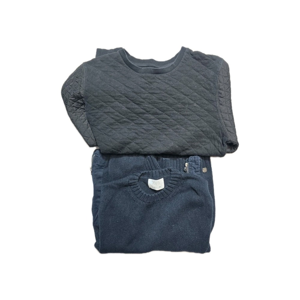 Zara‎ 13-14 Navy Blue Boys Sweater Knit Zippers Lot Of 2